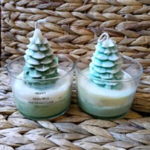 Velas Artesanales de soja natural Decorativas 2 Unidades Árbol de Navidad