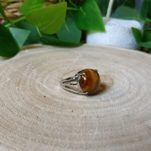 Anillo Ojo de Tigre Color Plateado