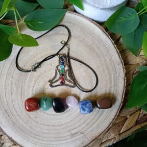 Colgante 7 Chakras Jaspe Rojo Aveturina Verde Amatista Cuarzo Rosa Sodalita Ojo de Tigre
