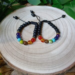 Pulsera Chakras con Turmalina Negra Ajustable