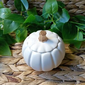 Tarro Decorativo Calabaza Blanca Tapa Dorada