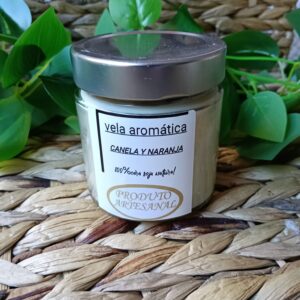 Vela Aromática Artesanal Soja Natural Canela y Naranja