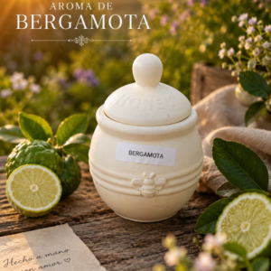 Vela Artesanal Cera de soja natural Tajo Abeja Aroma Bergamota