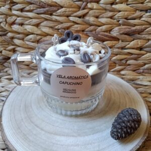 Vela Artesanal Aromática de soja natural Capuchino Doble Mecha