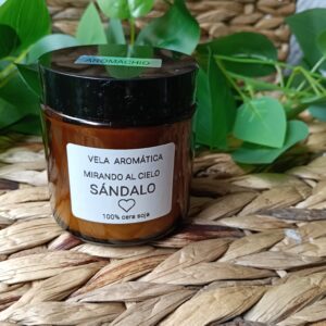 Vela Artesanal Soja Natural Aromática Mirando al Cielo Sandalo