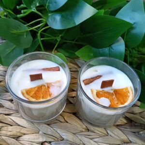 Velas Aromática Artesanales Soja Natural Canela y Naranja