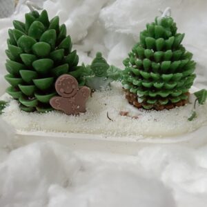 Velas Artesanal Decorativas Navidad Parafinas Pinas Muneco Nieve Galleta Jengibre