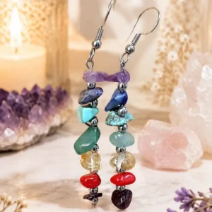 Pendientes Plateados Piedras Chakras