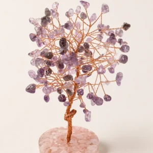 Árbol  de amatista con base de cuarzo rosa