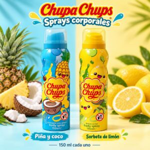 Conjunto de Sprays Corporales Chupa Chupa Chups -Piña y coco & Sorbete de Limón